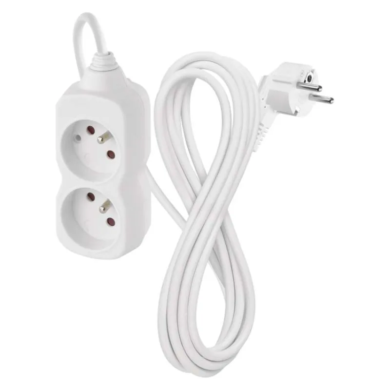 Predlžovací kábel 3 m / 2 zásuvka / biely / PVC / 1 mm2 – Obrázok 2
