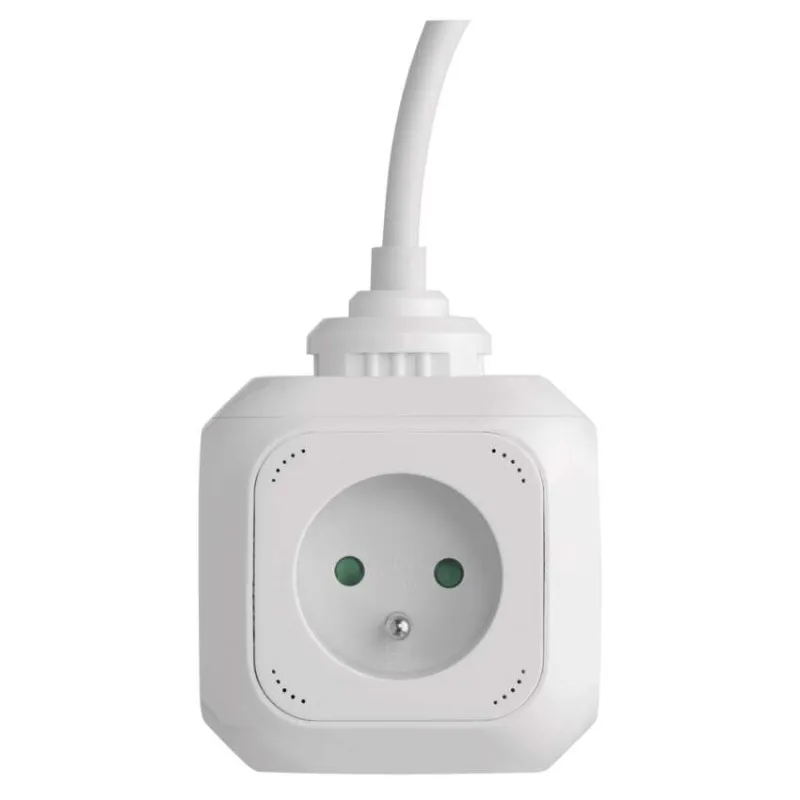 Predlžovací kábel - kocka 1,9 m / 4 zásuvky / biely / PVC / s USB / 1 mm2 – Obrázok 2