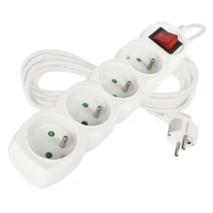 Predlžovací kábel 5 m / 4 zásuvky / s vypínačom / biely / PVC / 1 mm2