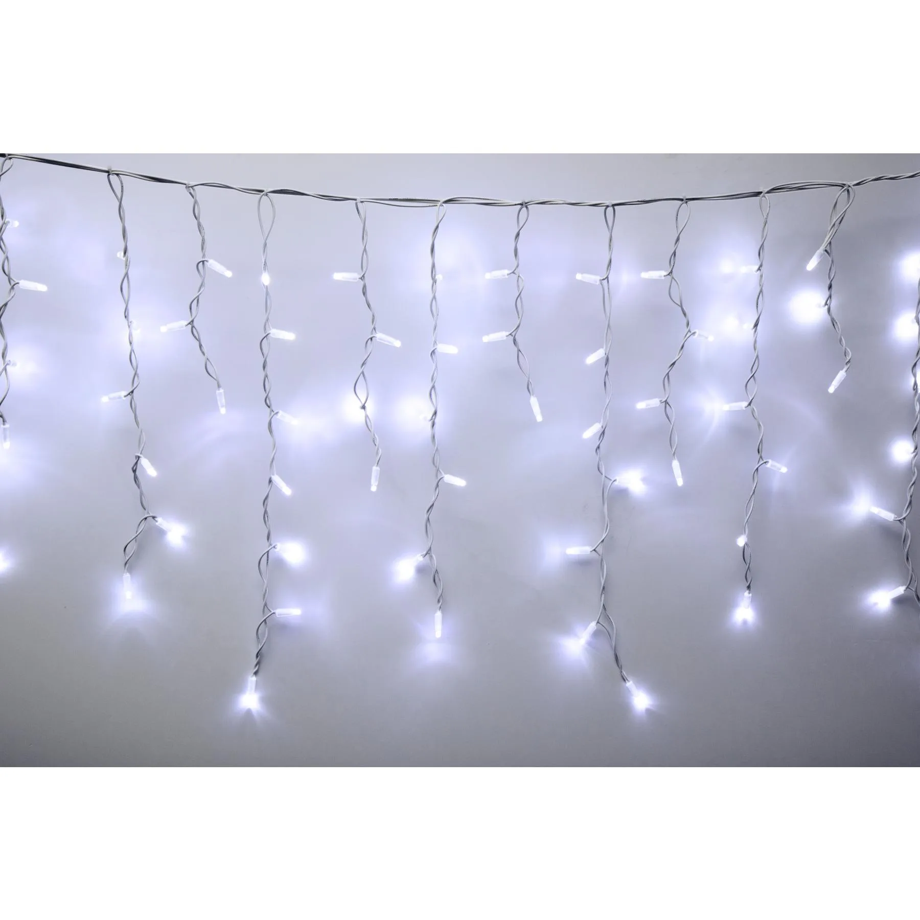 Spojovateľný svietiaci reťazec cencúle, 200 LED, biely kábel, na vonkajšie použitie