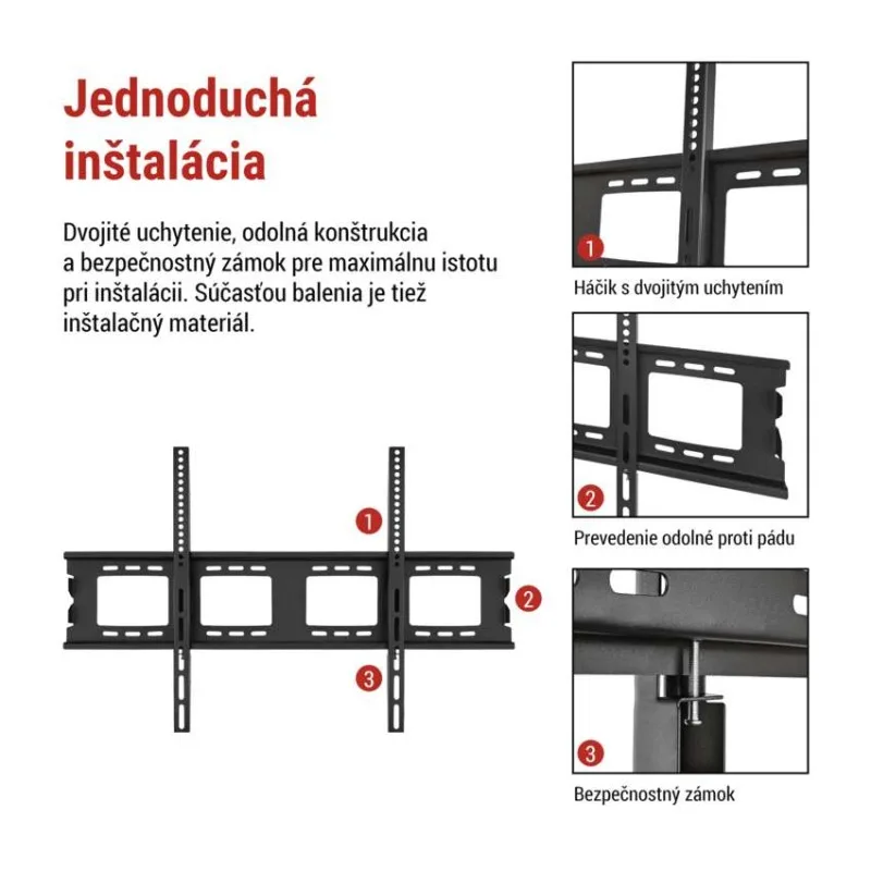Pevný nástenný TV držiak 50–120" (127–305 cm) – Obrázok 5