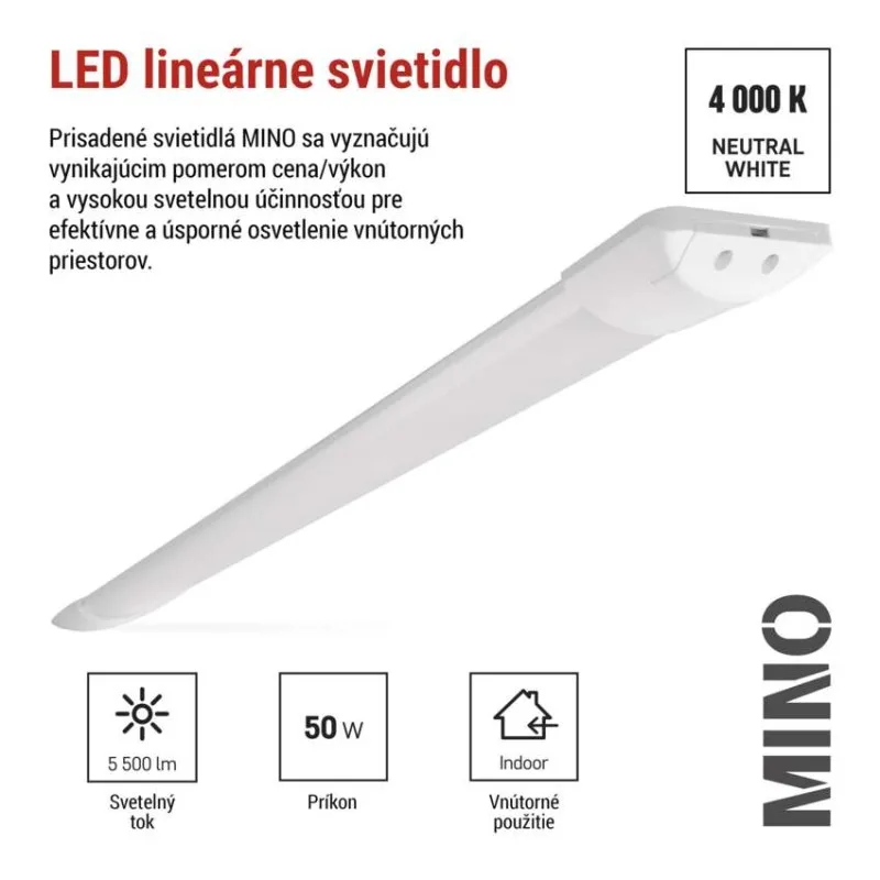 LED lineárne svietidlo MINO 50W, neutrálna biela – Obrázok 3