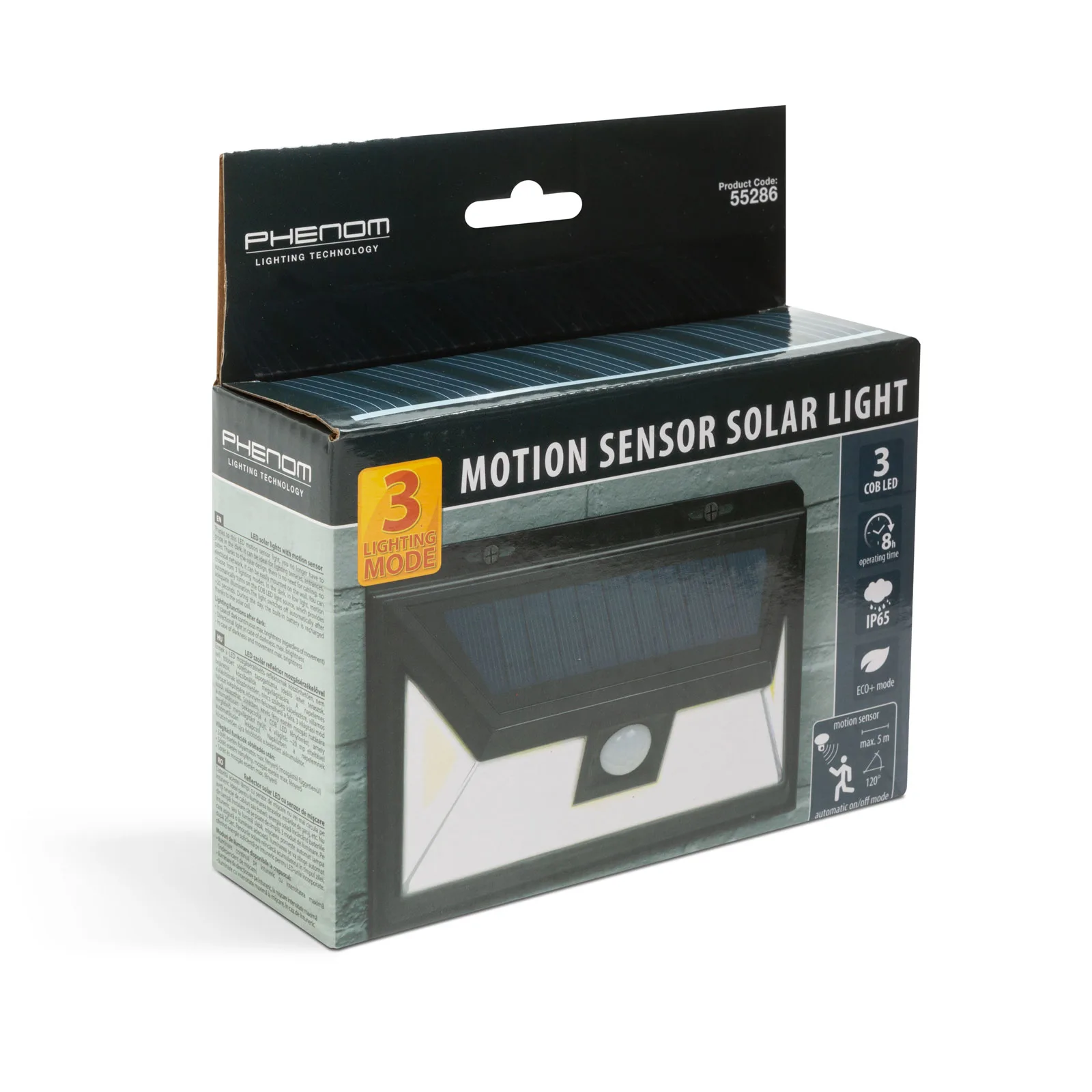 Solárny reflektor s pohybovým senzorom - 3 COB LED – Obrázok 3