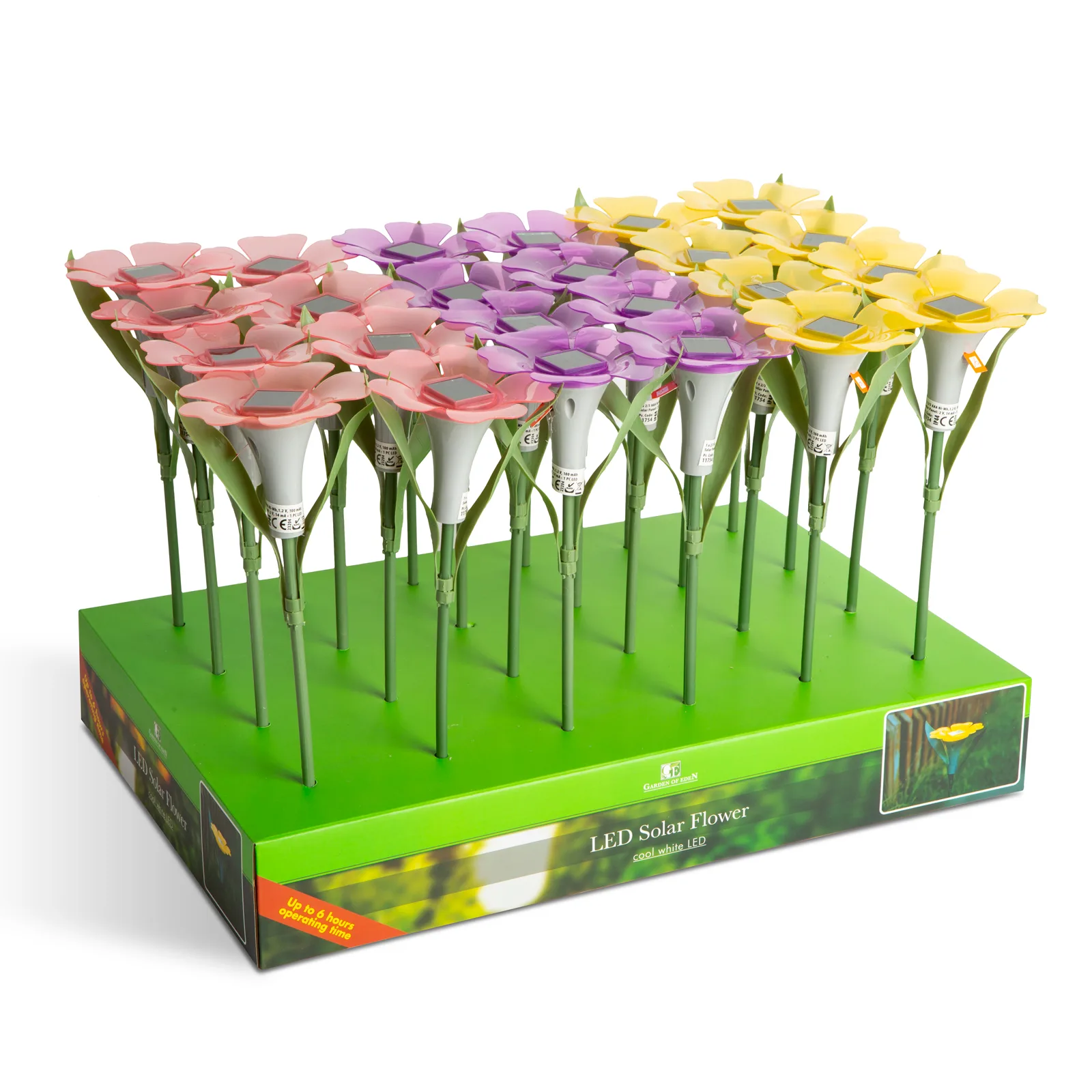 Zapichovací solárny kvet - 3 farby - 30 x 10 cm - biela LED – Obrázok 4