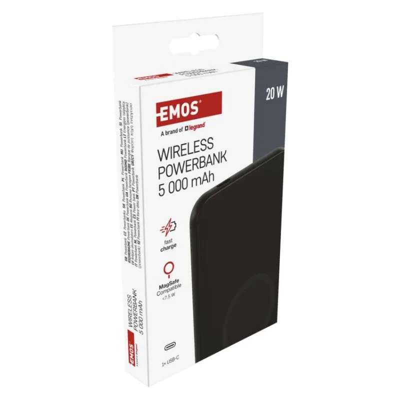 Power bank EMOS WI 521, 5 000 mAh, 20 W+Wireless, čierny – Obrázok 14