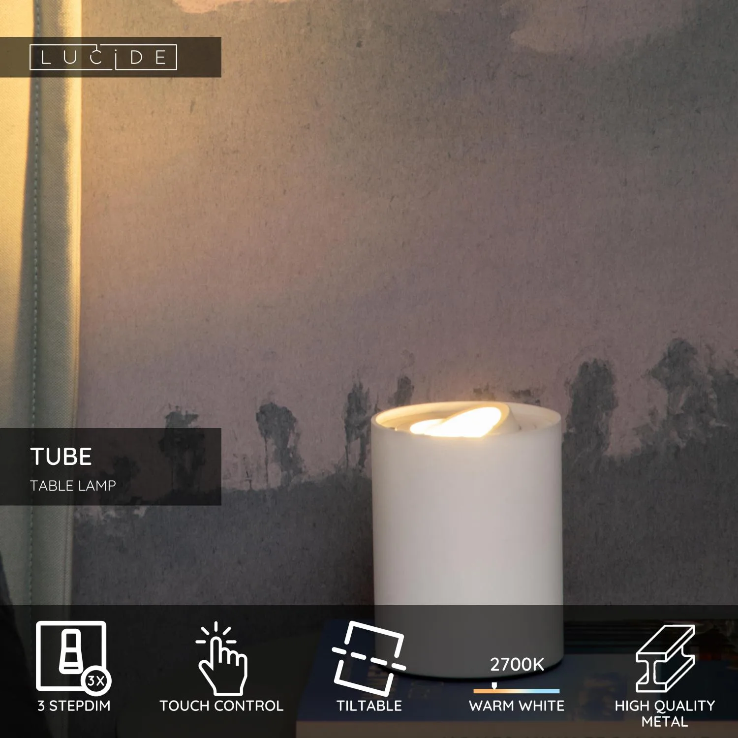 TUBE - Stolná lampa - Ø 9,6 cm - LED 3 StepDim - GU10 - 1x5W 2700K – Obrázok 10