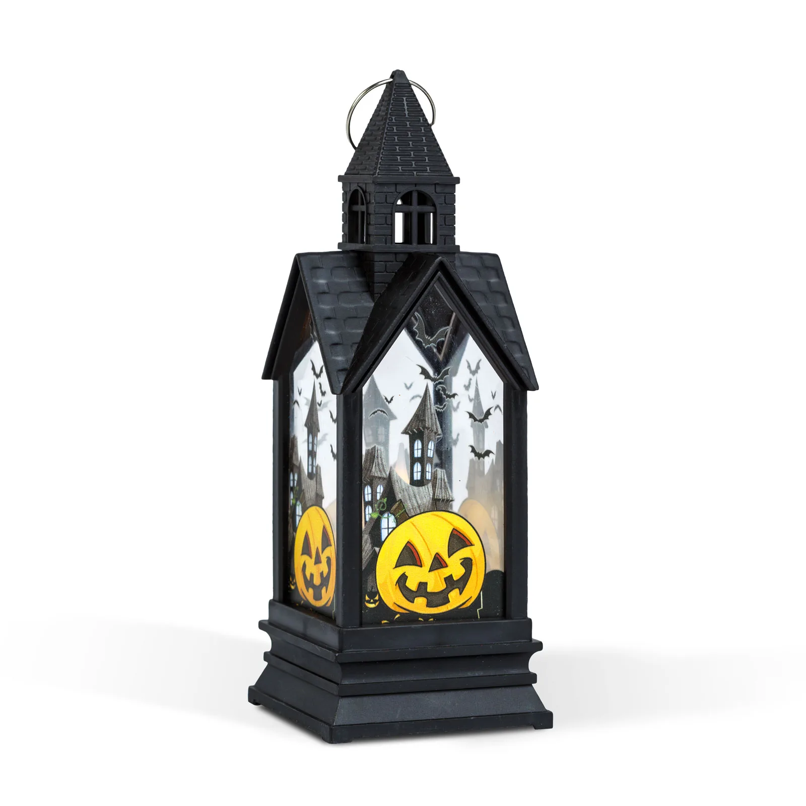 Halloweenová svetelná dekorácia - tekvica - žltá LED - 17,5 x 6,3 x 6,3 cm - 3 x LR44 – Obrázok 2