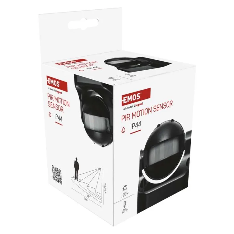 PIR senzor (pohybové čidlo) IP44 1200W, čierny – Obrázok 9