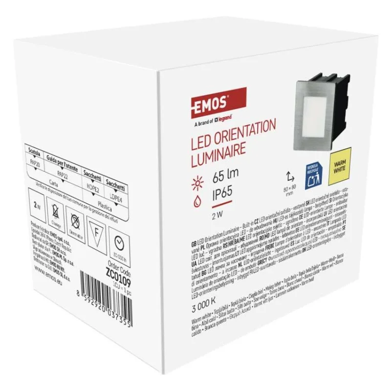 LED orientačné vstavané svietidlo AMAL 80×80, 2W teplá b.,IP65 – Obrázok 9