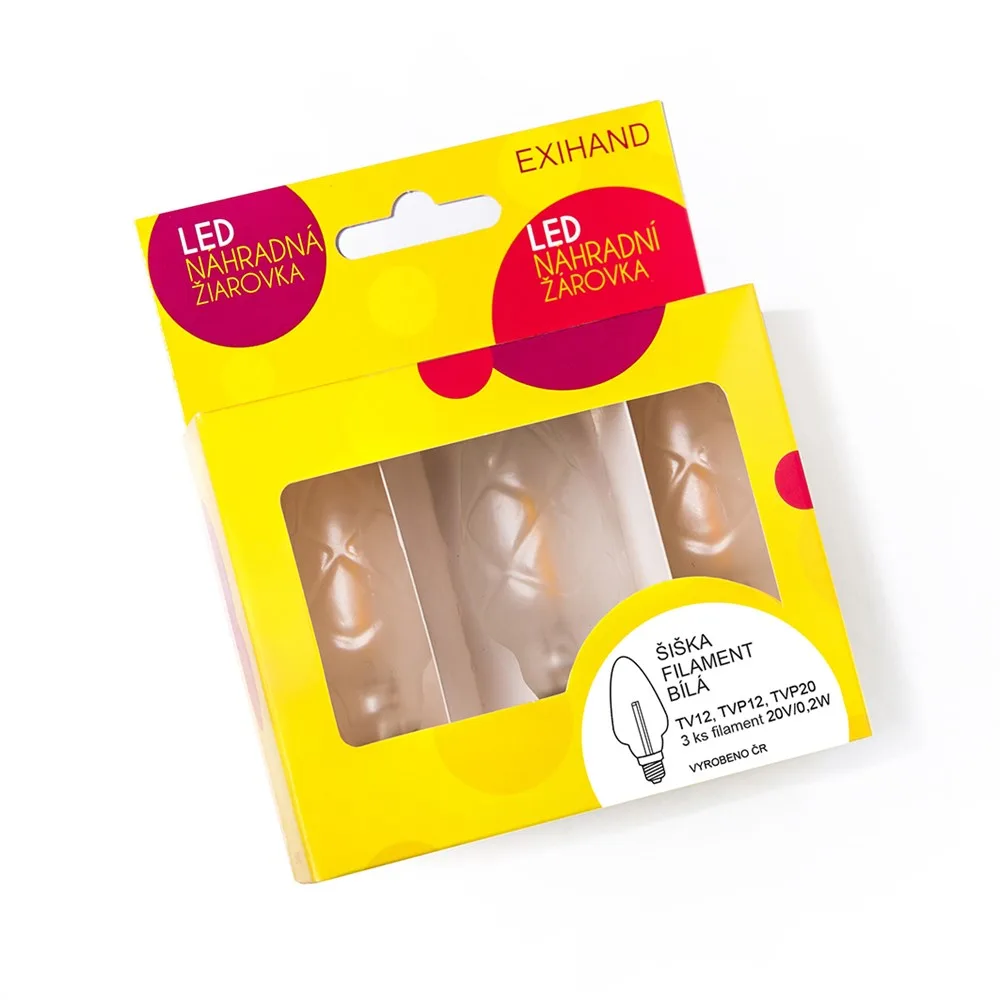 Blister FILAMENT Šiška biela, 3 žiarovky, 20 V/0,2 W