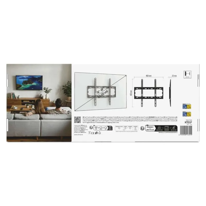 Pevný nástenný TV držiak 26-60" (65–152 cm) – Obrázok 11
