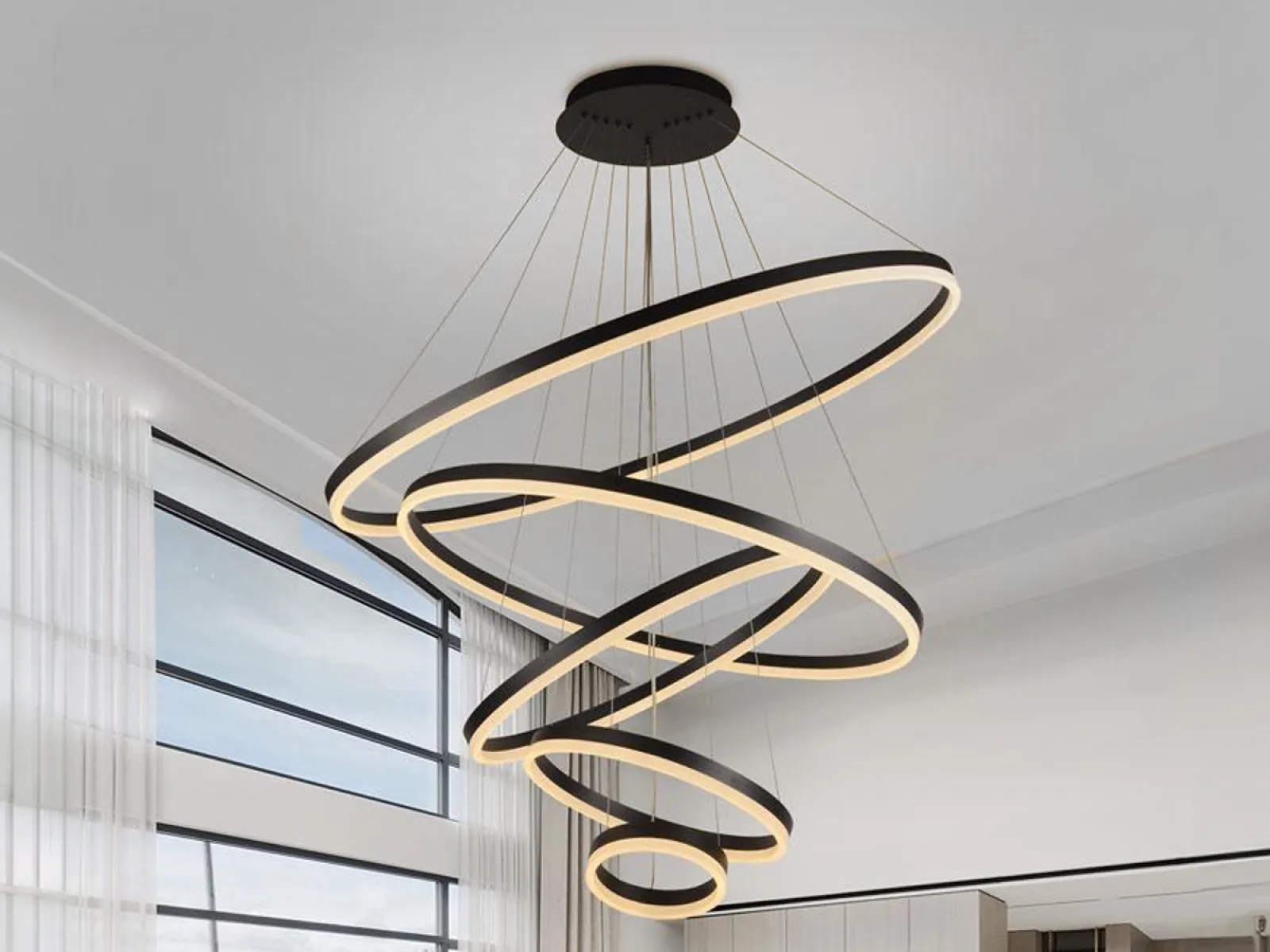 LED závesné svietidlo na lanku + diaľkový ovládač 210W - J4330/B – Obrázok 3