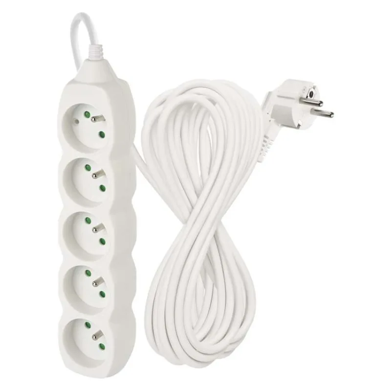 Predlžovací kábel 10 m / 5 zásuviek / biely / PVC / 1,5 mm2 – Obrázok 2