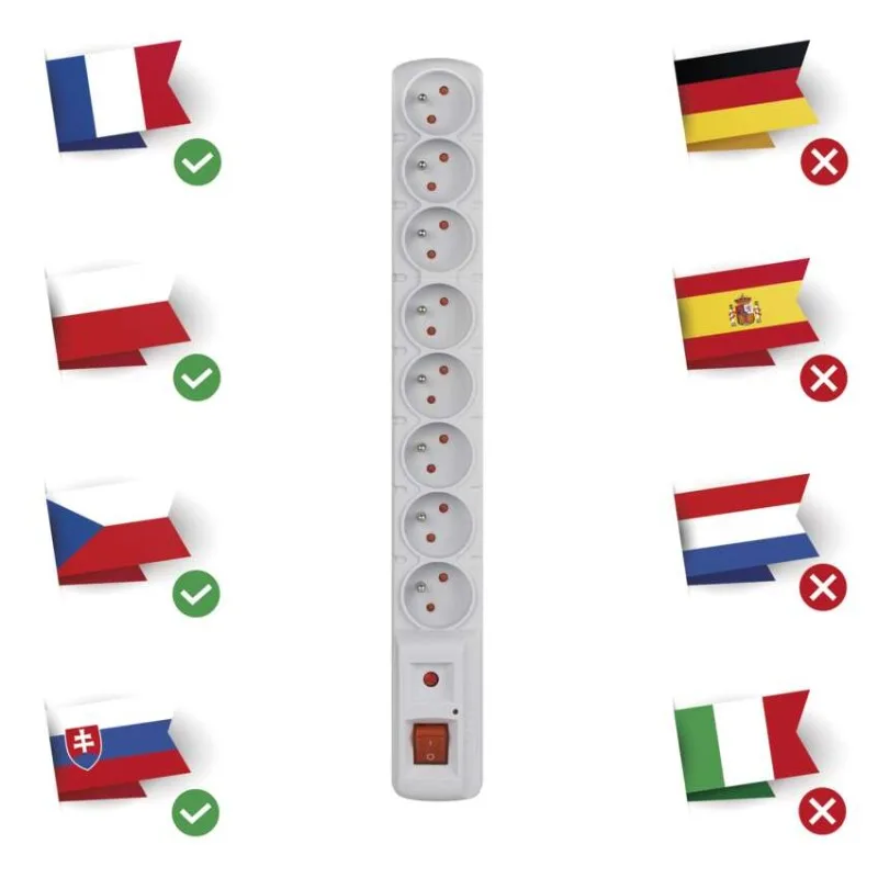 Prepäťová ochrana – 8 zásuviek 1,5m, sivá – Obrázok 10
