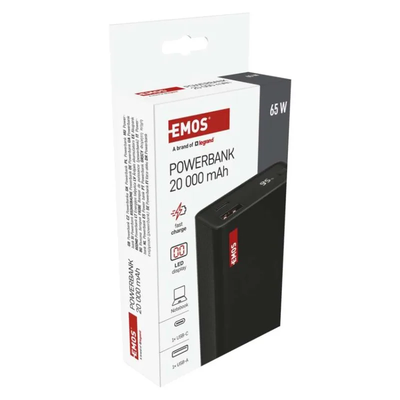 Power bank EMOS NTBF20, 20 000 mAh, 65 W PD, čierny – Obrázok 16