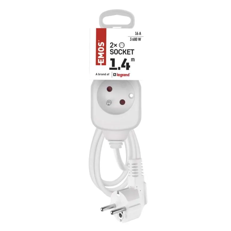 Predlžovací kábel 1,4 m / 2 zásuvka / biely / PVC / 1 mm2 – Obrázok 4