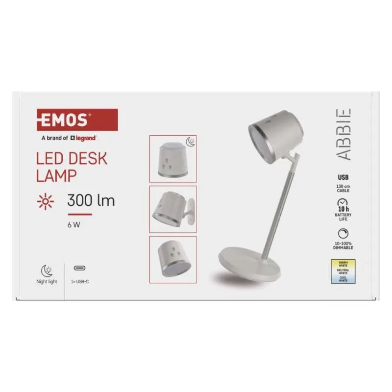 LED stolná lampa ABBIE, dobíjacia, biela – Obrázok 12